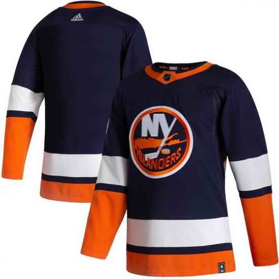 Men New York Islanders Blank Navy 2020 21 Reverse Retro Adidas Jersey
